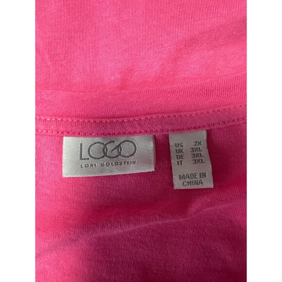 LOGO Lori Goldstein Womens Pink Scoop Neck Short Sleeve Top 2X - Picture 6 of 9